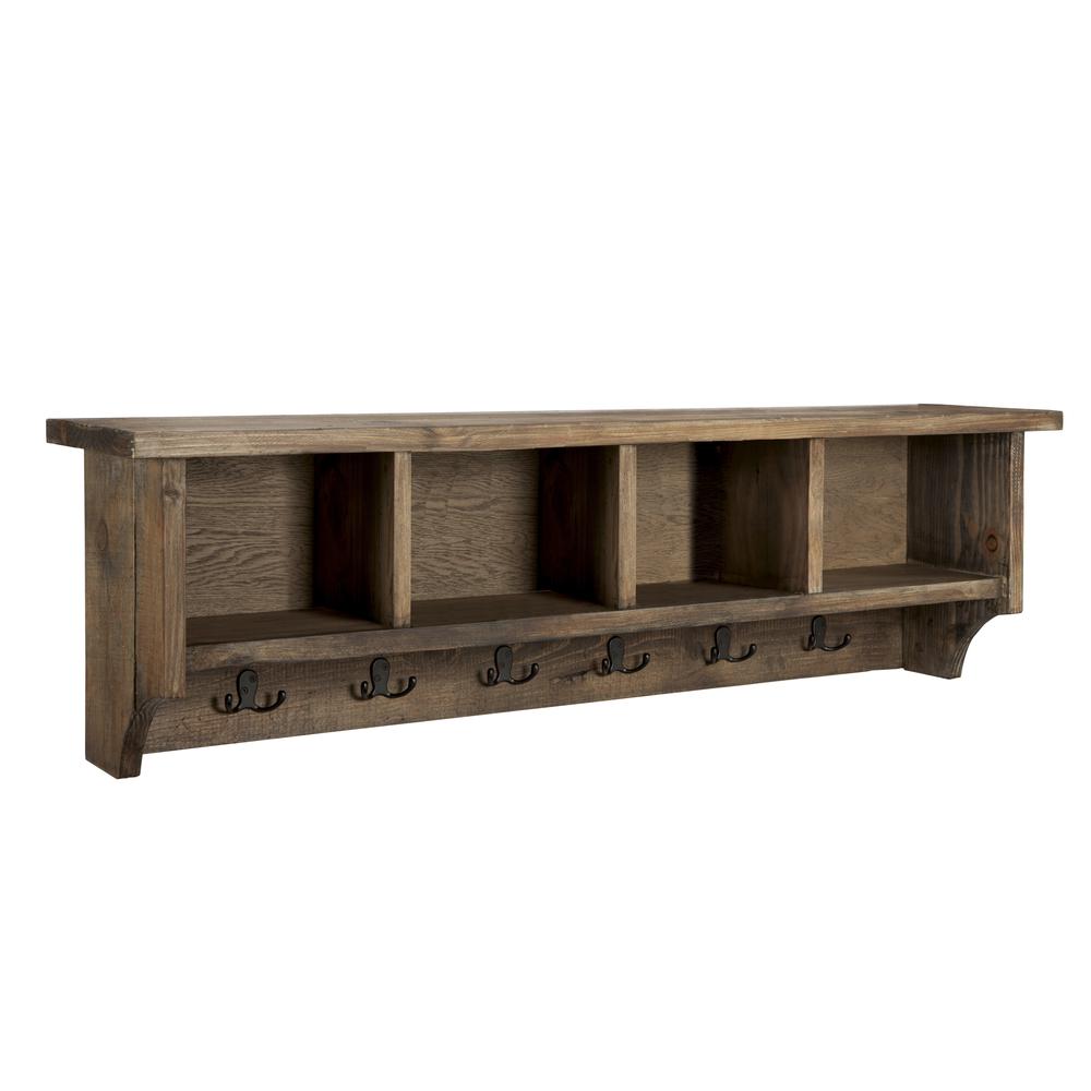Modesto 48" Reclaimed Wood Entryway Wall Coat Hooks with Storage Cubbies. Picture 1