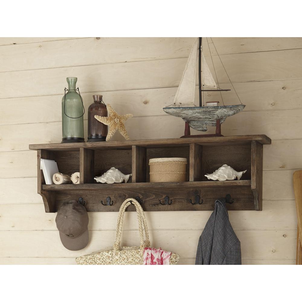 Modesto 48" Reclaimed Wood Entryway Wall Coat Hooks with Storage Cubbies. Picture 2