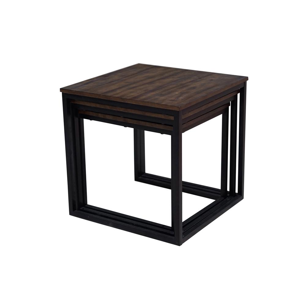 Arcadia Acacia Wood 24" Square Nesting End Tables, Antiqued Mocha. Picture 8