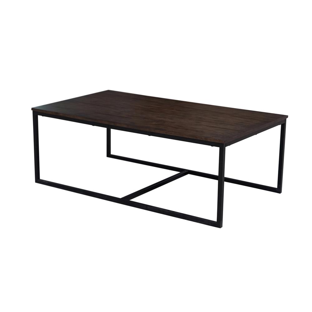 Arcadia Acacia Wood 54" Coffee Table with Nesting Tables, Antiqued Mocha. Picture 12