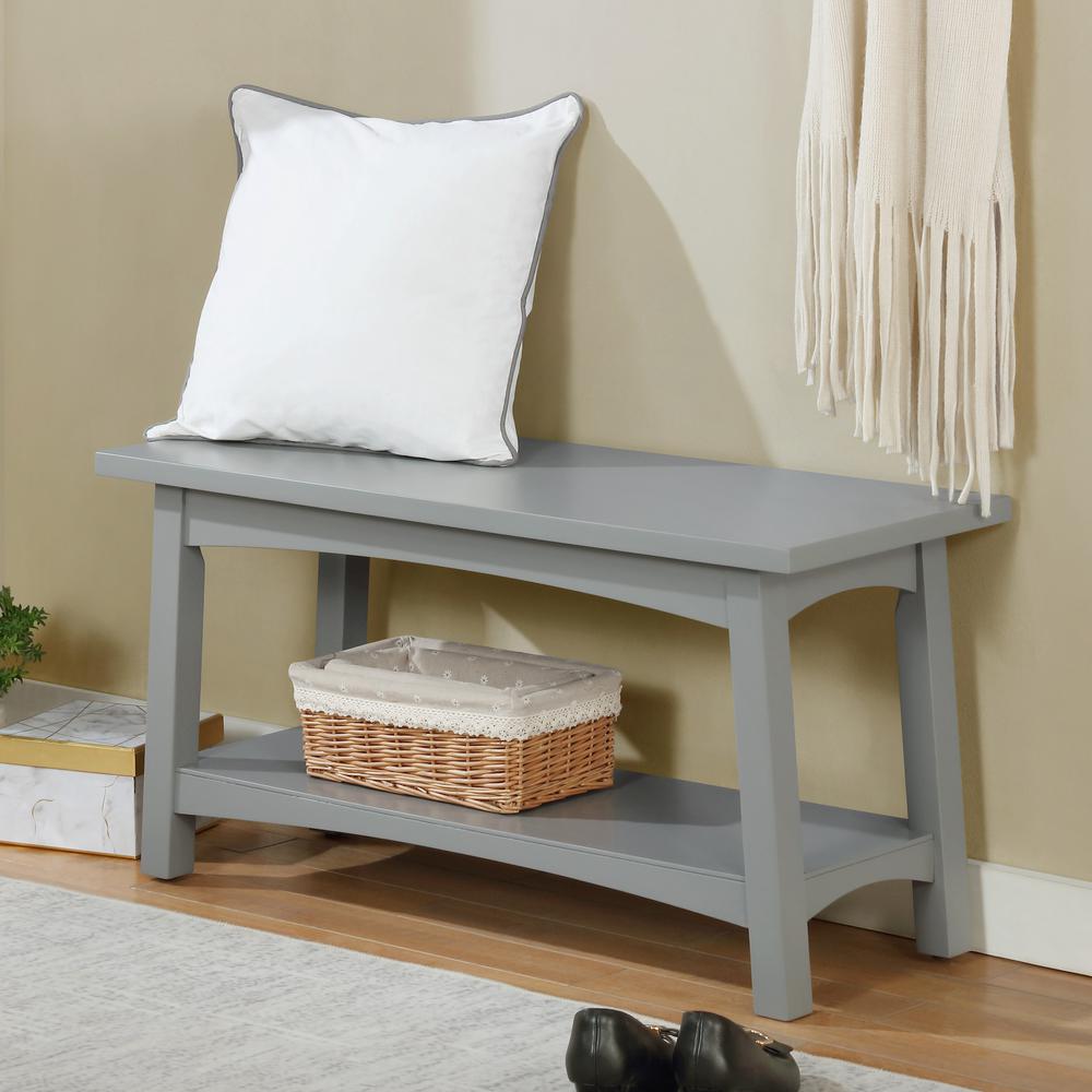 Craftsbury 36"W Wood Entryway Bench, Gray. Picture 2