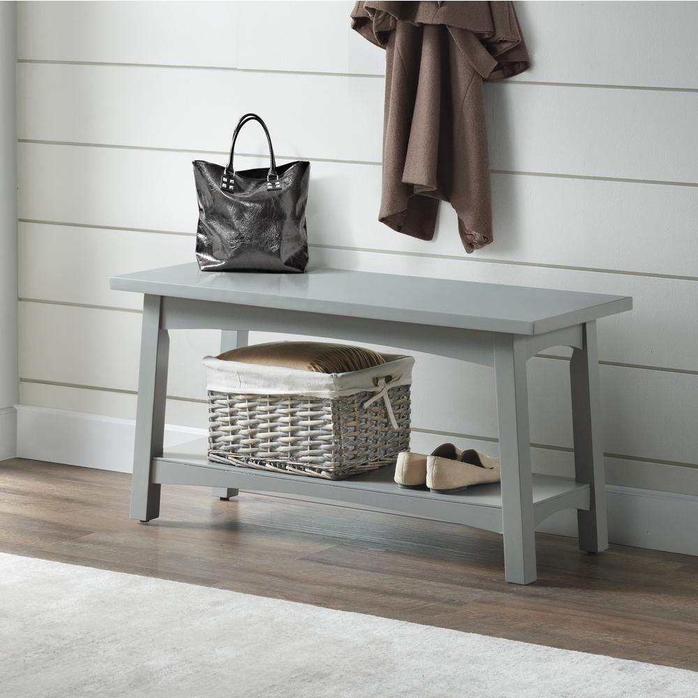Craftsbury 36"W Wood Entryway Bench, Gray. Picture 3
