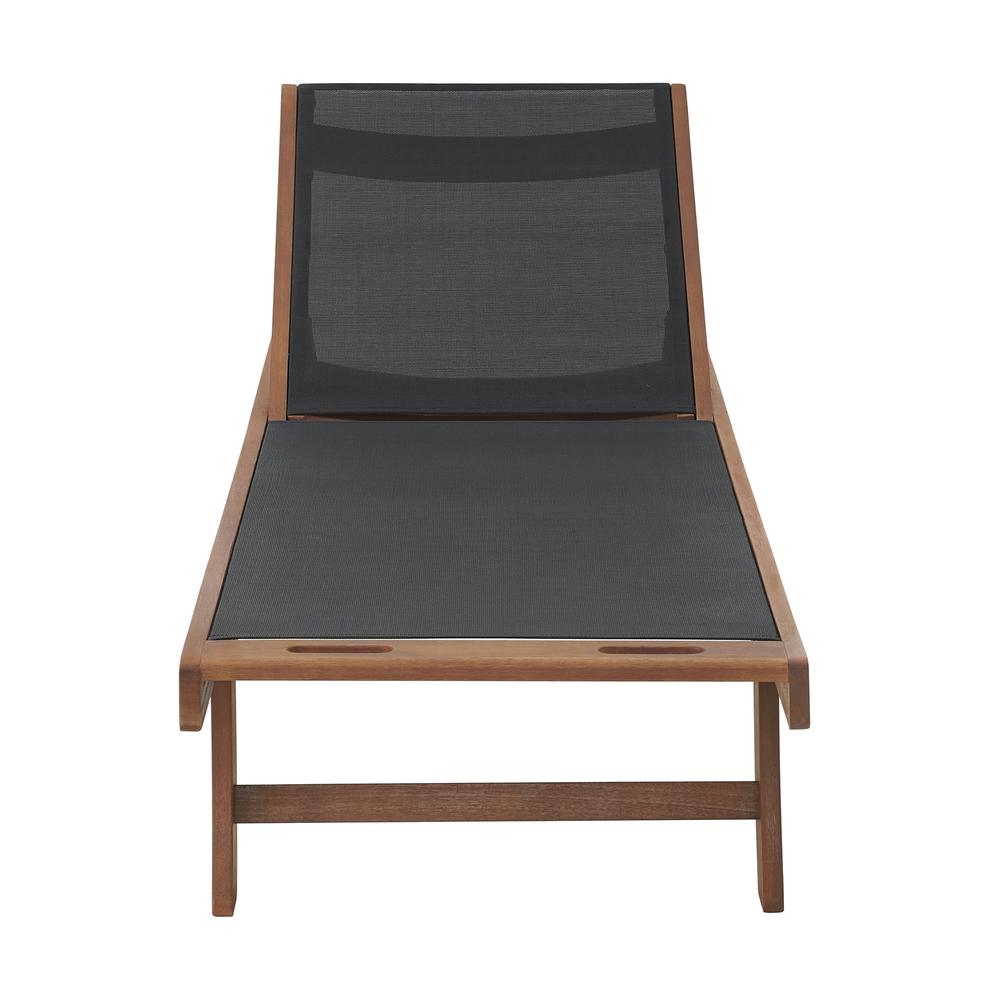 Caspian Eucalyptus Wood Outdoor Lounge Chair with Mesh Seating. Picture 3