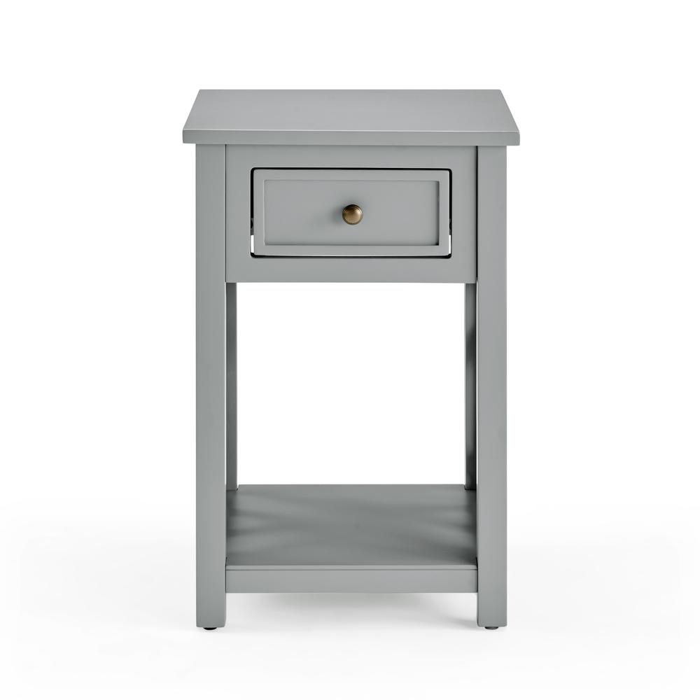 Coventry Wood End Table with Drawer and Shelf, Gray. Picture 1