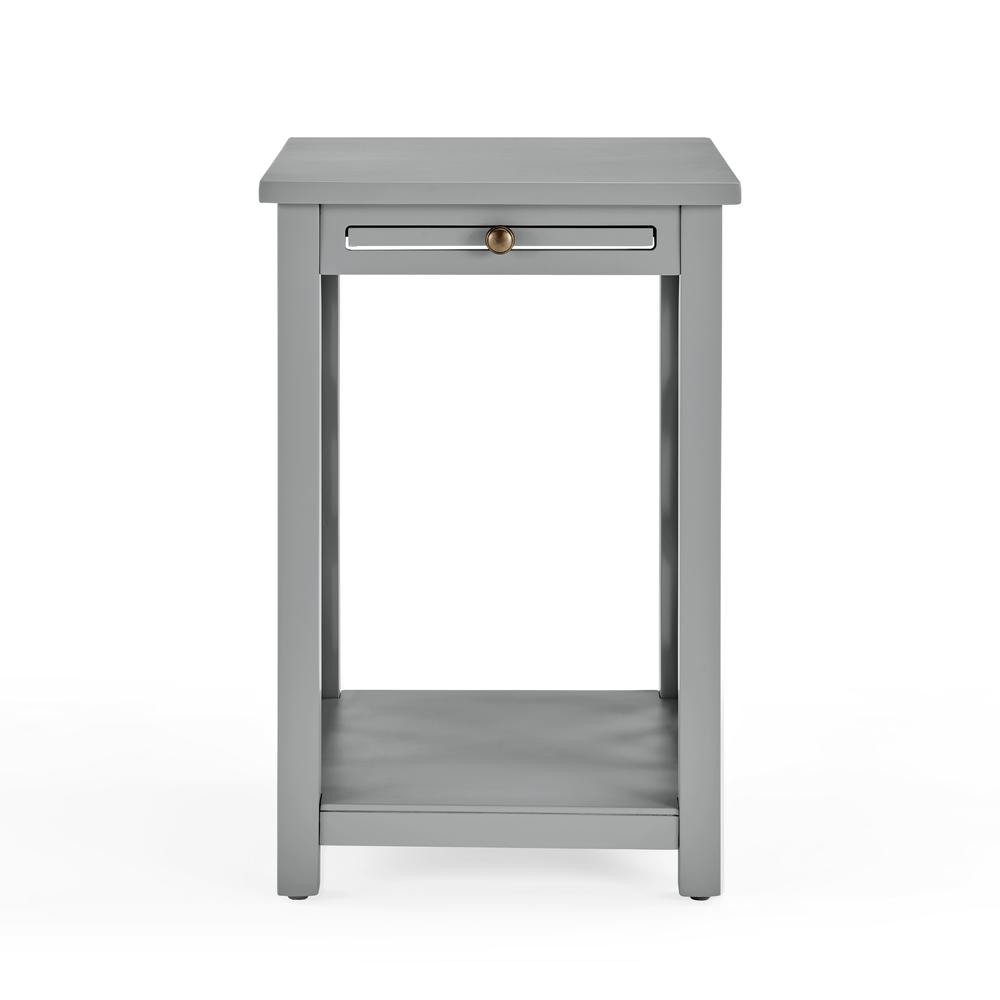 Coventry Wood End Table with Tray Shelf and Bottom Shelf, Gray. Picture 1
