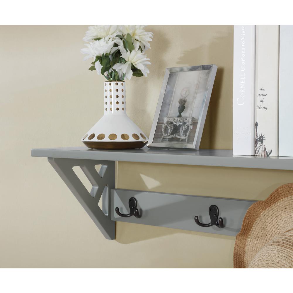 Coventry 36"W Coat Hook with Storage Bench Hall Tree Set, Gray. Picture 11