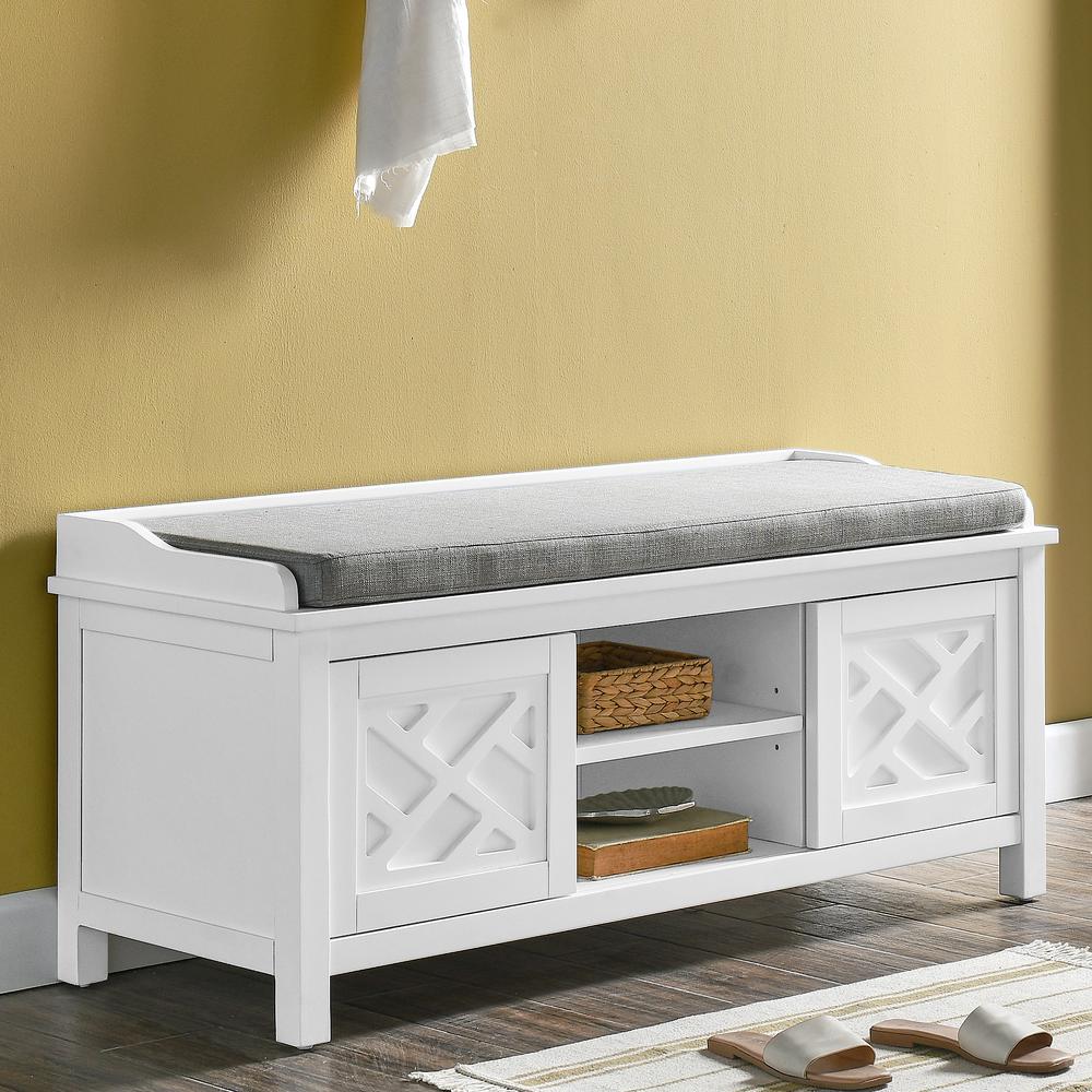 Coventry 45"W Wood Storage Bench with Cushion. Picture 8