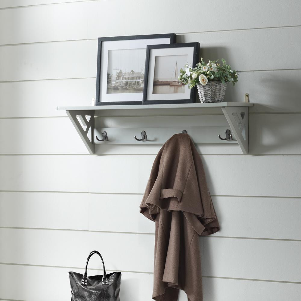 Coventry 36"W Coat Hook with Shelf, Gray. Picture 5
