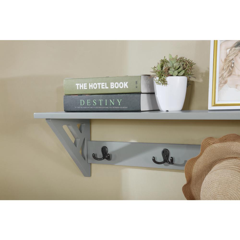 Coventry 36"W Coat Hook with Shelf, Gray. Picture 2