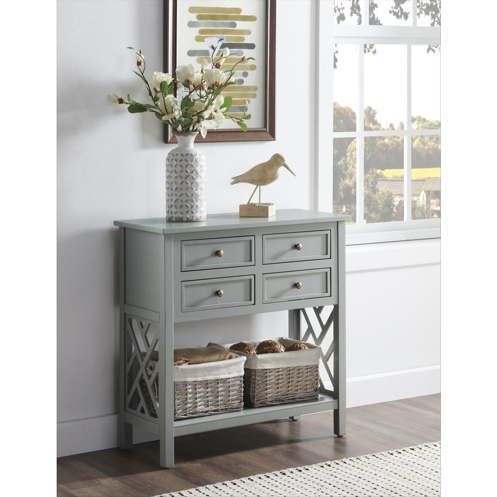 Coventry 32"W Wood Console Table with 4-Drawers, Gray. Picture 4