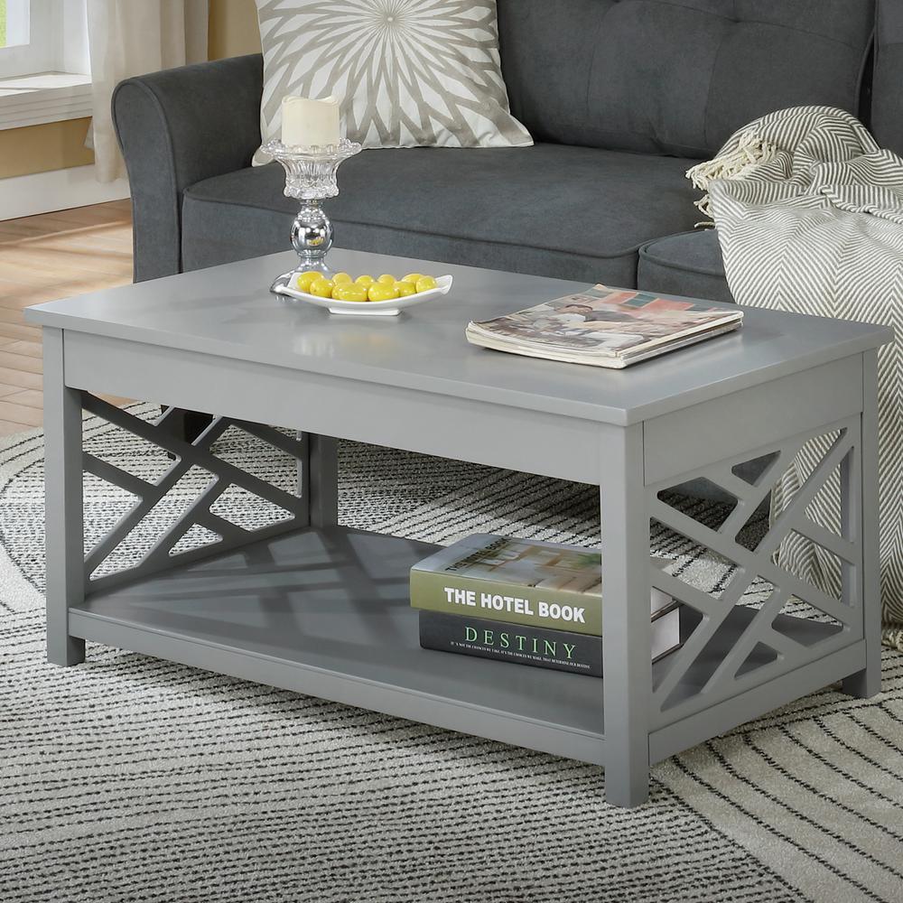 Coventry 36"W Wood Coffee Table, Gray. Picture 4