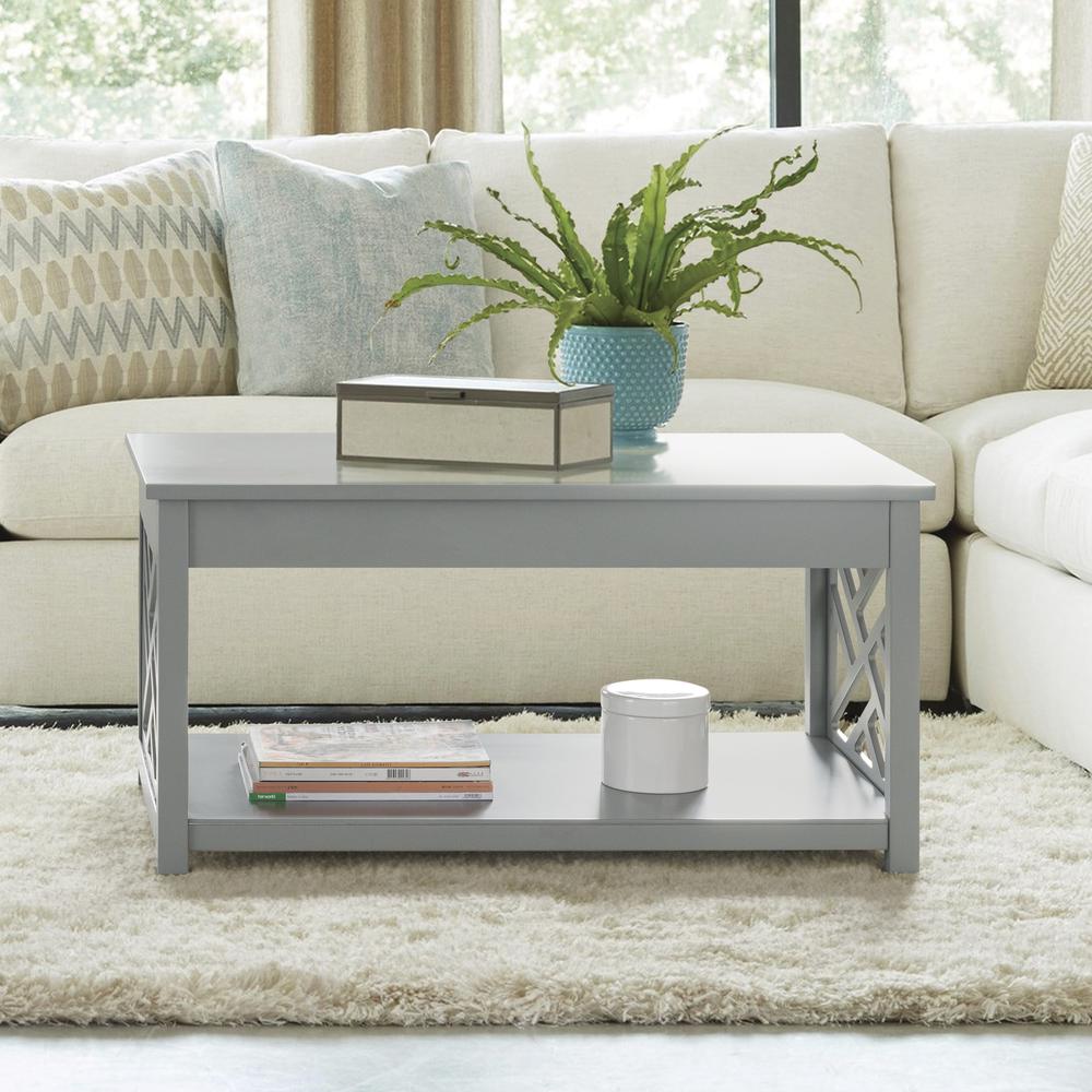 Coventry 36"W Wood Coffee Table, Gray. Picture 6
