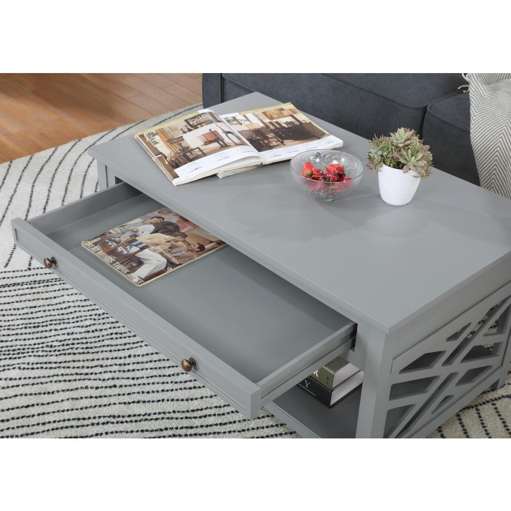 Coventry 36"W Wood Coffee Table, Gray. Picture 3