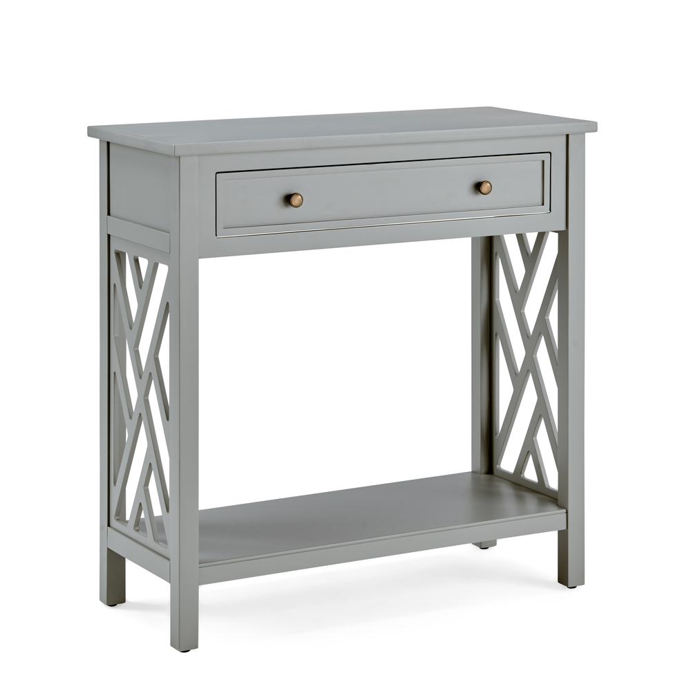 Coventry 32" Wood Console Table with Drawer and Shelf, Gray. Picture 7