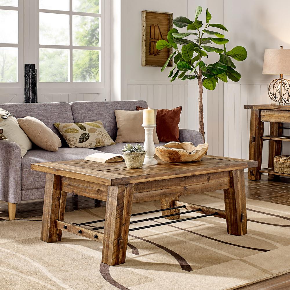 Durango Industrial Wood 48"L Coffee Table and Two End Tables, Set of 3. Picture 9