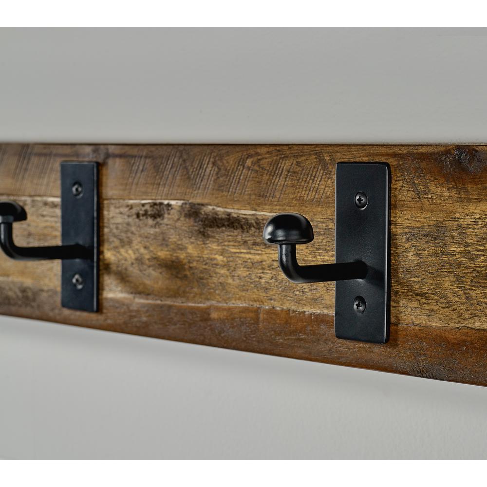 Durango 60" Industrial Wood Coat Hook Shelf and Bench Set. Picture 31
