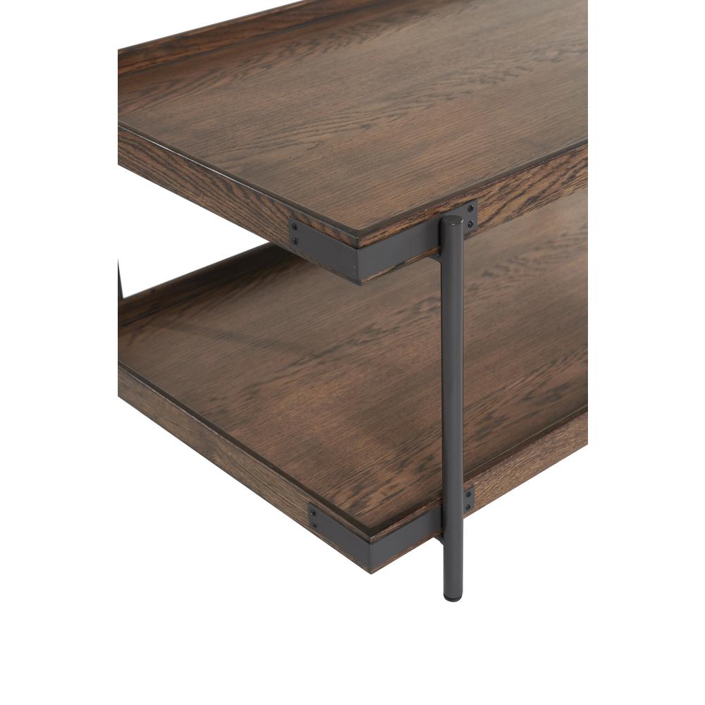 Kyra 27" Oak and Metal Side Table with Shelf. Picture 5