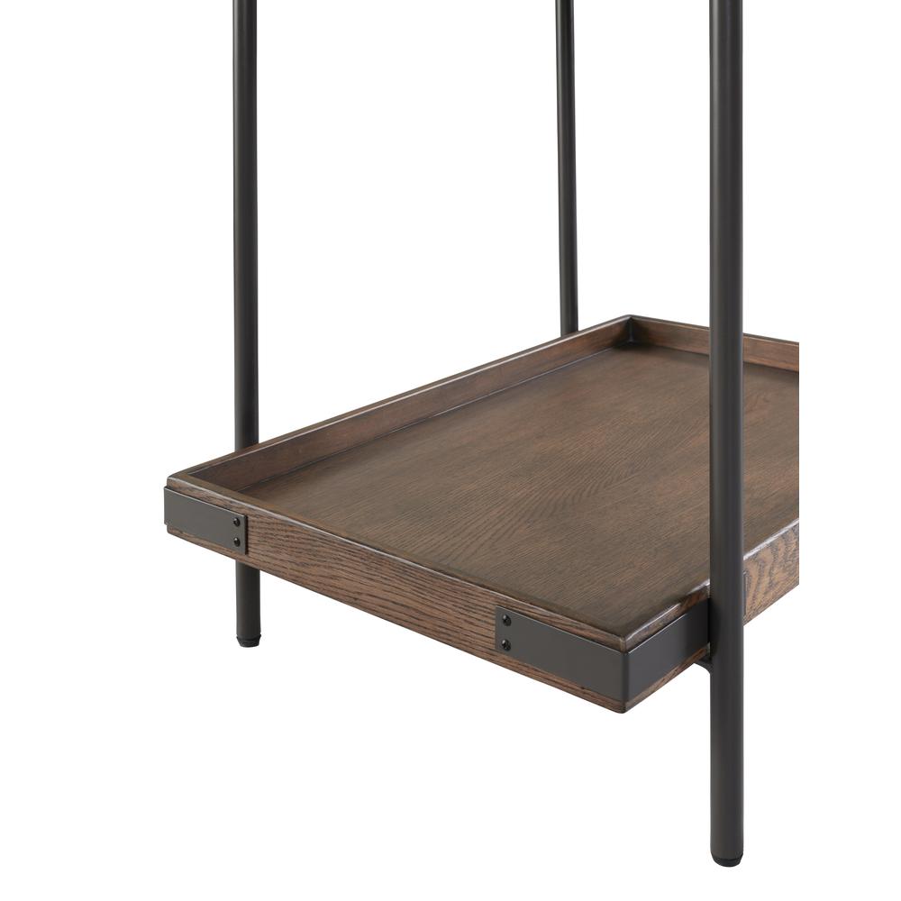 Kyra 27" Oak and Metal Side Table with Shelf. Picture 6