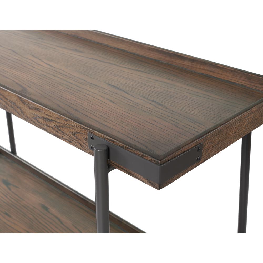 Kyra 42"L Oak and Metal Coffee Table with Shelf. Picture 6