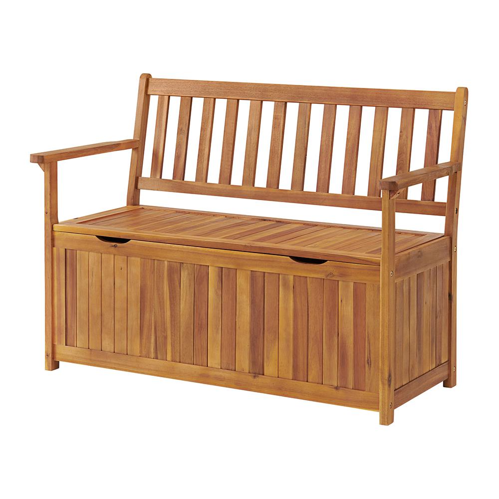Londonderry 47"W  Acacia Wood Outdoor Storage Bench. Picture 2