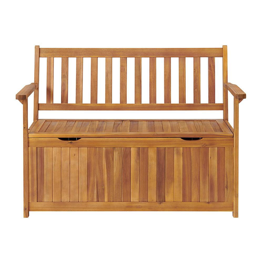 Londonderry 47"W  Acacia Wood Outdoor Storage Bench. Picture 1