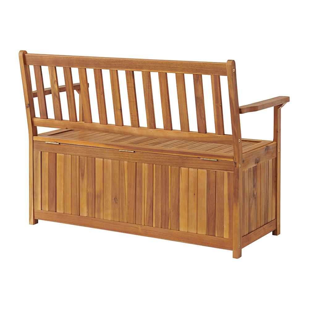 Londonderry 47"W  Acacia Wood Outdoor Storage Bench. Picture 4