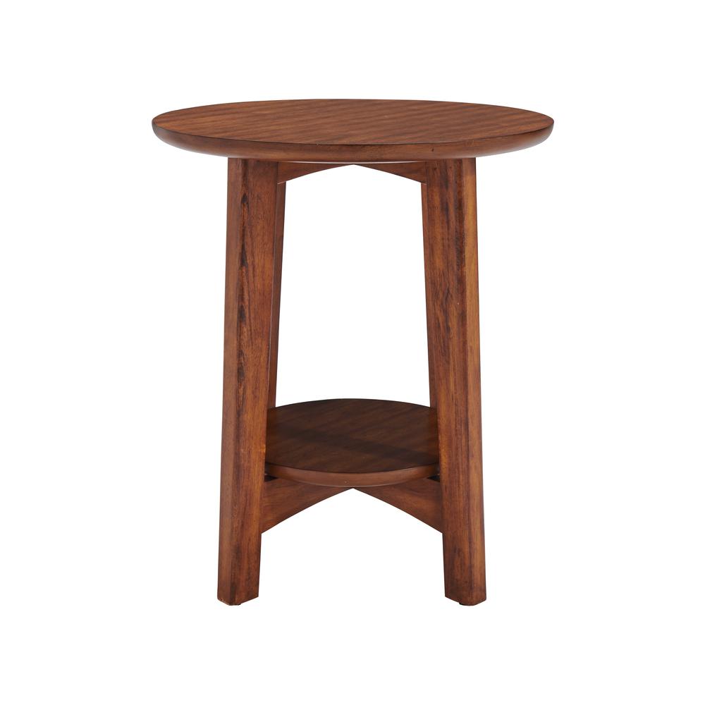Monterey 20" Round Mid-Century Modern Wood End Table, Warm Chestnut. Picture 3