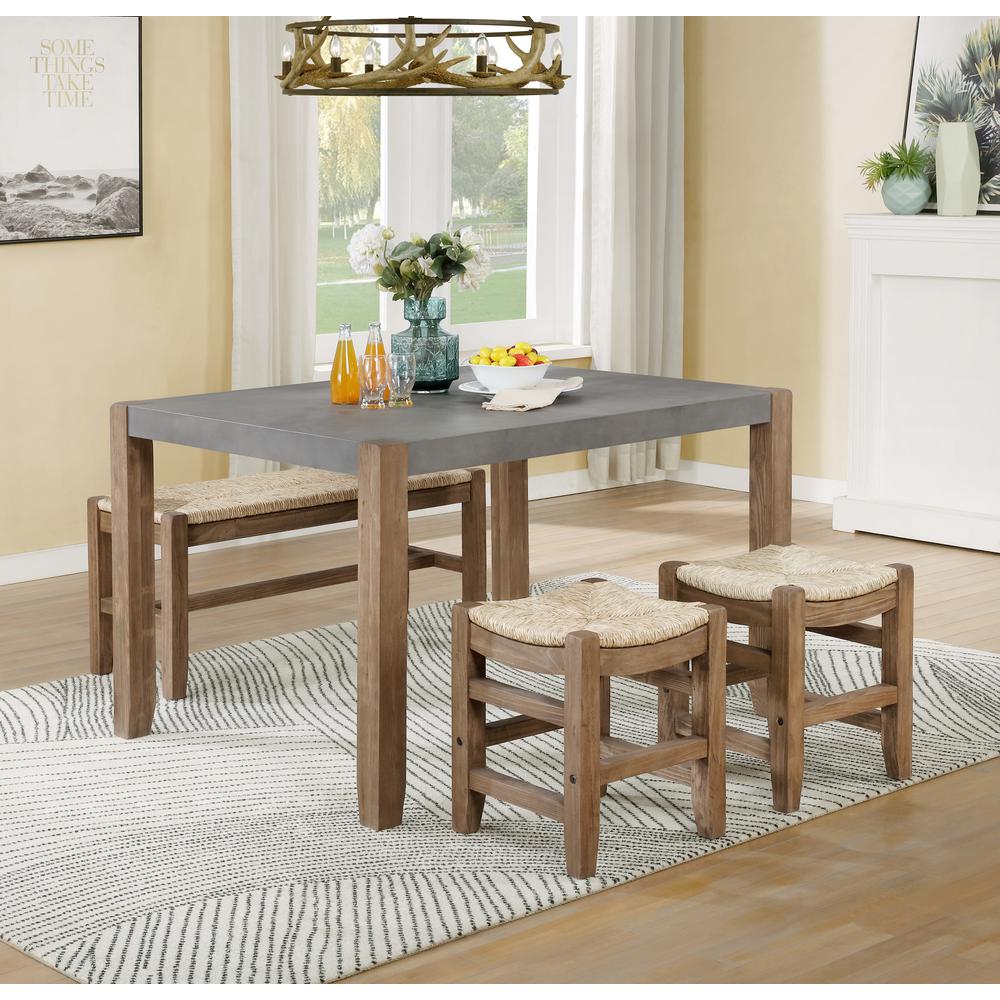 Newport 4-Piece Wood Dining Set with Table, Two Stools and Bench. Picture 5