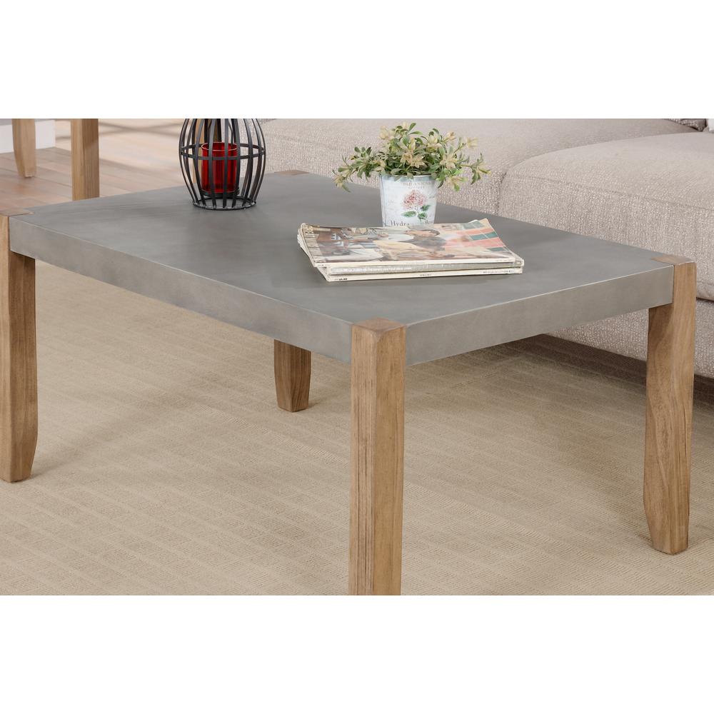 Newport 36"L Faux Concrete and Wood Coffee Table. Picture 8