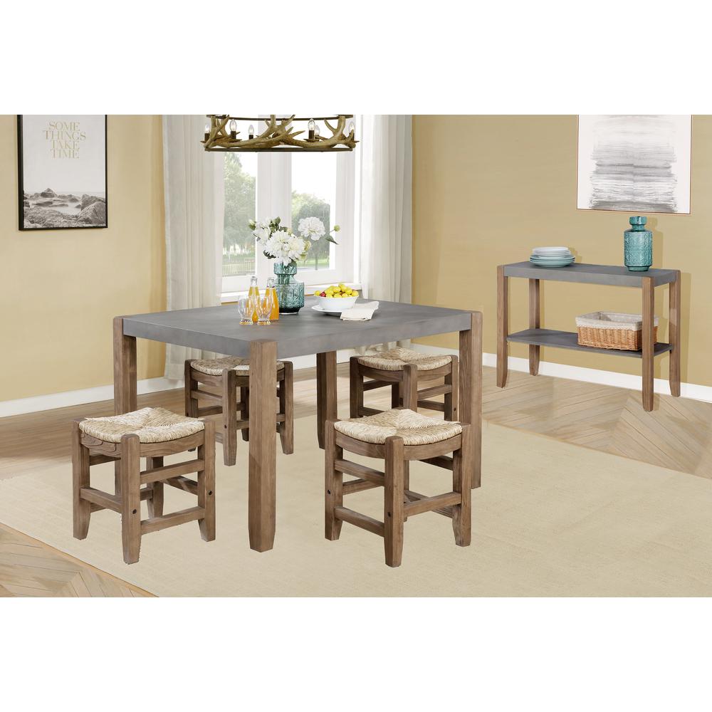 Newport 6-Piece Wood Dining Set with Table, Four Stools and Side Buffet Table. Picture 3