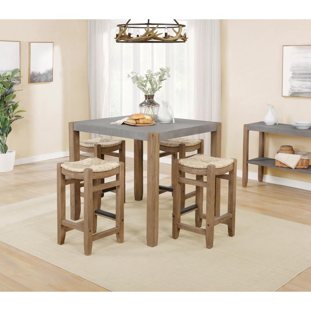 Newport 6-Piece Dining Set with 36"H Wood Counter-Height Dining Table, Four 26"H Stools and Side Buffet Table. Picture 3