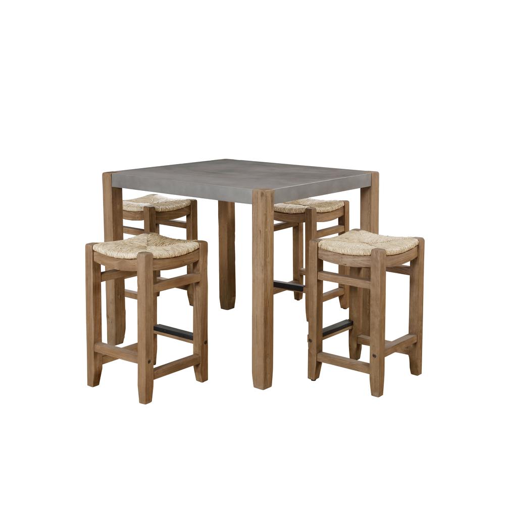 Newport 6-Piece Dining Set with 36"H Wood Counter-Height Dining Table, Four 26"H Stools and Side Buffet Table. Picture 1