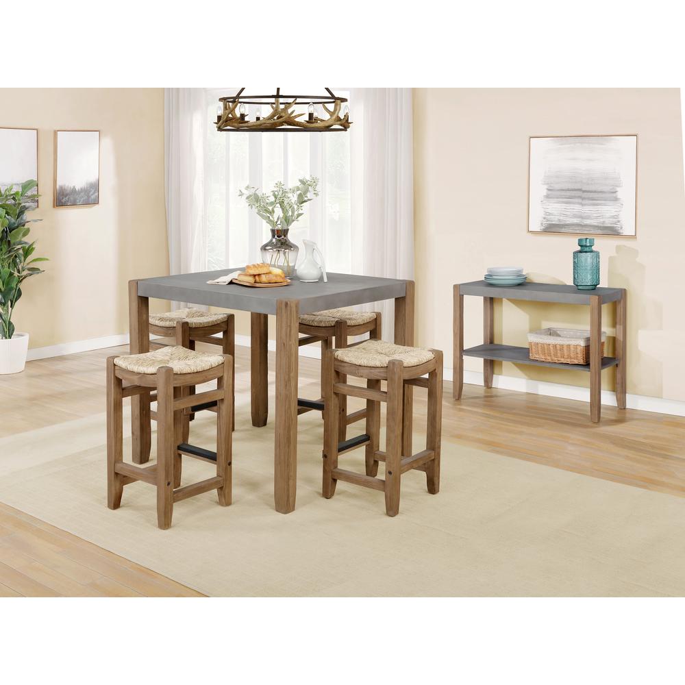Newport 6-Piece Dining Set with 36"H Wood Counter-Height Dining Table, Four 26"H Stools and Side Buffet Table. Picture 4