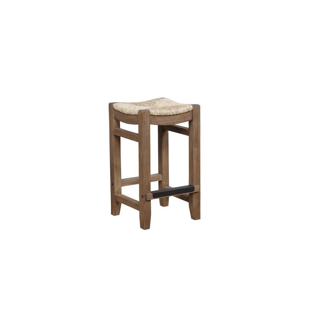 Newport 26"H Wood Counter Height Stool with Rush Seat. Picture 3