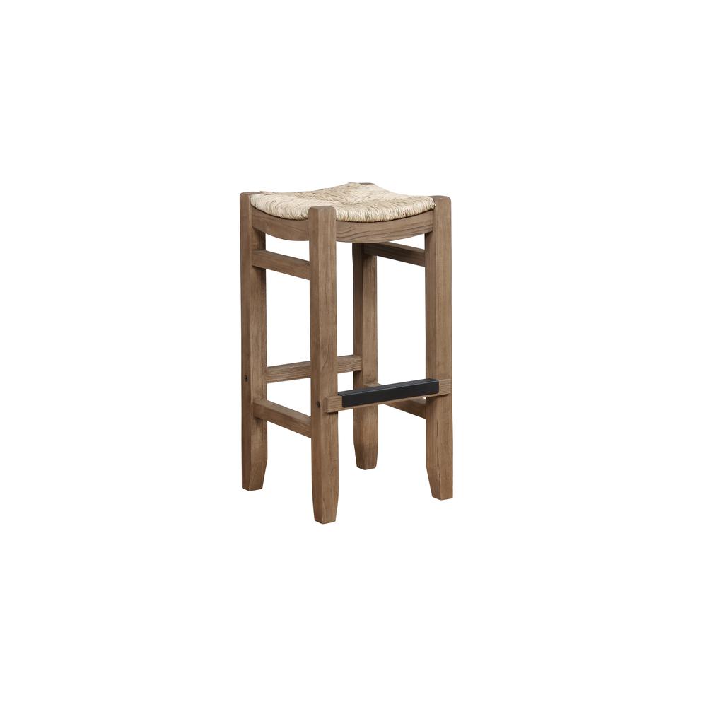 Newport 30"H Wood Bar Stool with Rush Seat. Picture 4