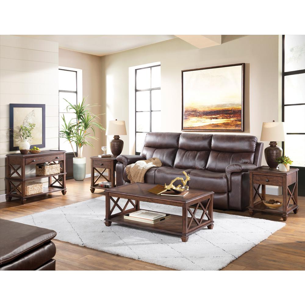 Stockbridge 4-Piece Wood Living Room Set with 45"L Coffee Table, Two Square End Tables and TV/Sofa Console Table. Picture 2