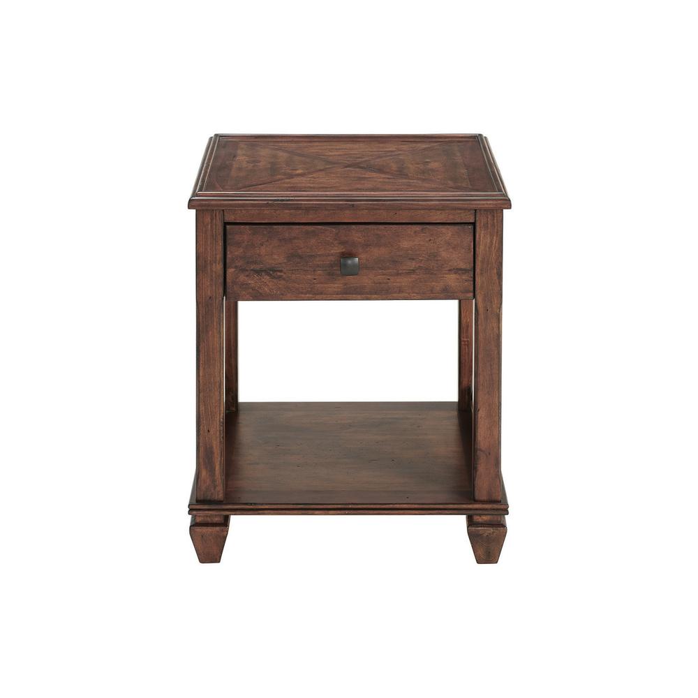 Stockbridge 21" Square Wood End Table with Drawer. Picture 1