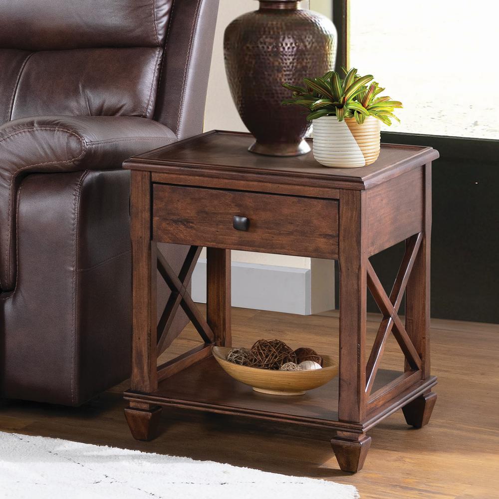 Stockbridge 21" Square Wood End Table with Drawer. Picture 2