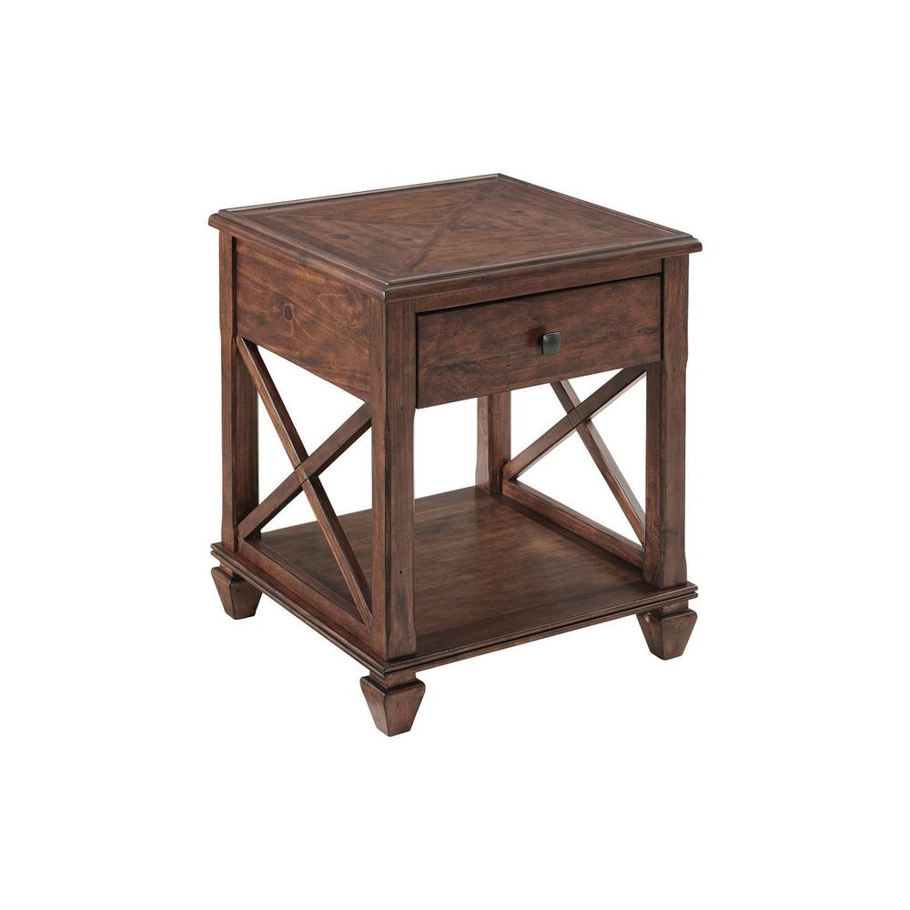 Stockbridge 21" Square Wood End Table with Drawer. Picture 3
