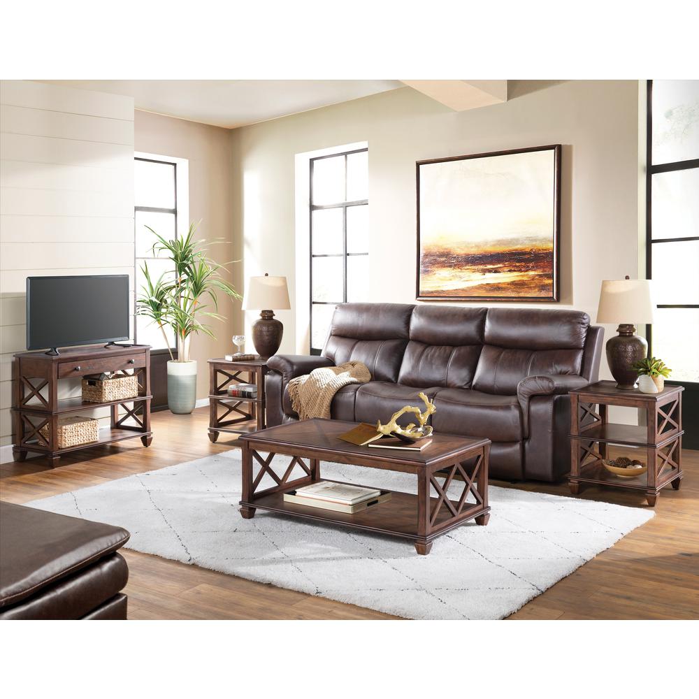 Stockbridge 4-Piece Wood Living Room Set with 45"L Coffee Table, Two Square 2 -Shelf End Tables and TV/ Sofa Console Table. Picture 2