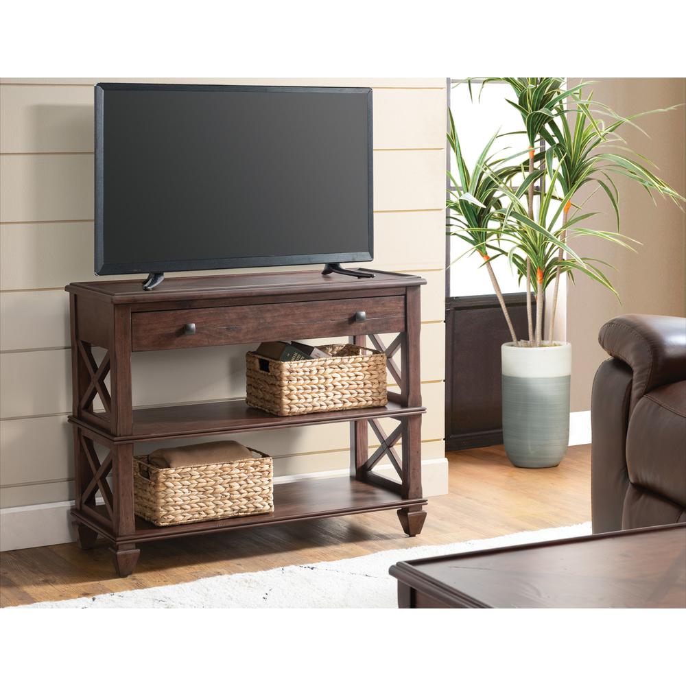 Stockbridge 4-Piece Wood Living Room Set with 45"L Coffee Table, Two Square 2 -Shelf End Tables and TV/ Sofa Console Table. Picture 10