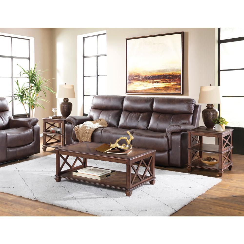 Stockbridge 3-Piece Wood Living Room Set with 45"L Coffee Table and Two 2 -Shelf End Tables. Picture 2