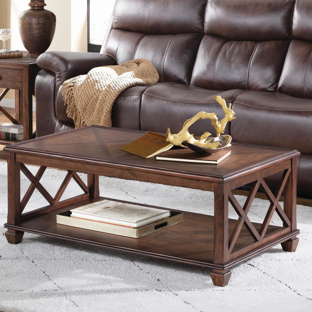 Stockbridge 3-Piece Wood Living Room Set with 45"L Coffee Table and Two 2 -Shelf End Tables. Picture 4