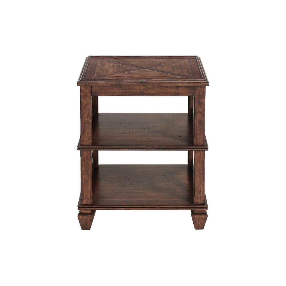 Stockbridge 21" Square Wood End Table with Two Shelves. Picture 1