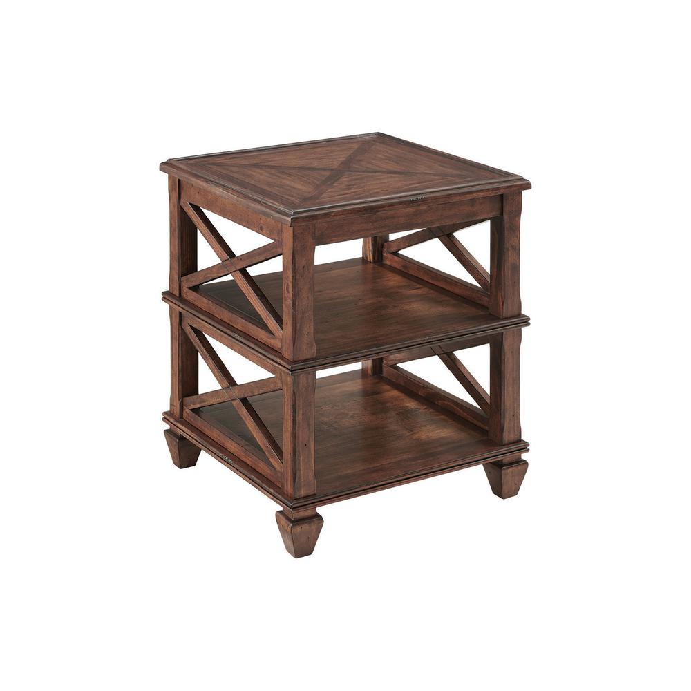 Stockbridge 21" Square Wood End Table with Two Shelves. Picture 3