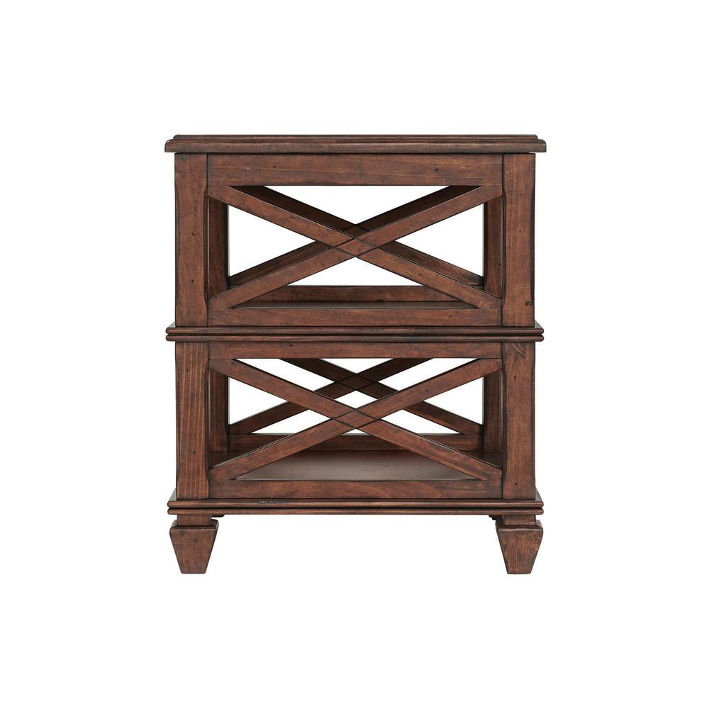 Stockbridge 21" Square Wood End Table with Two Shelves. Picture 4
