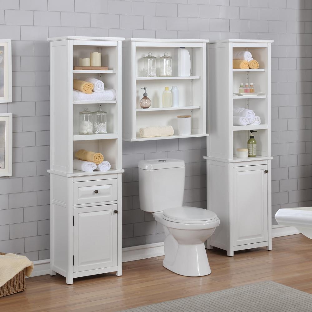 Dorset Bathroom Storage Tower with Open Upper Shelves and Lower Cabinet. Picture 2
