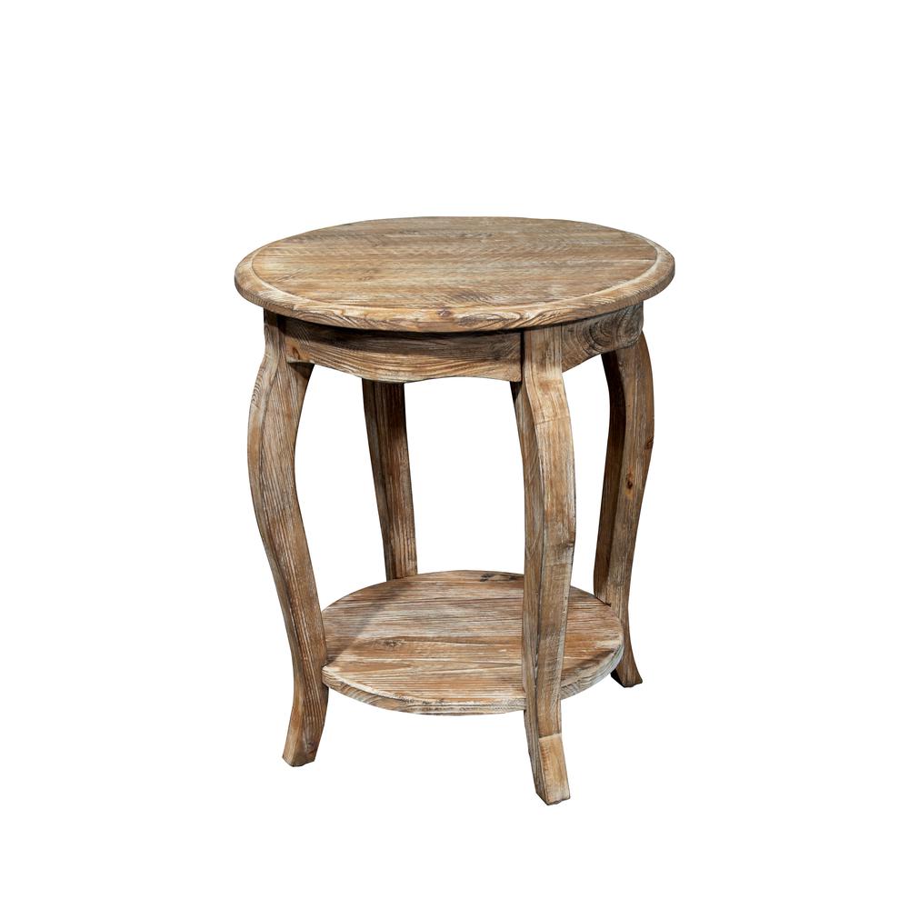 Rustic - Reclaimed Round End Table, Driftwood. Picture 3