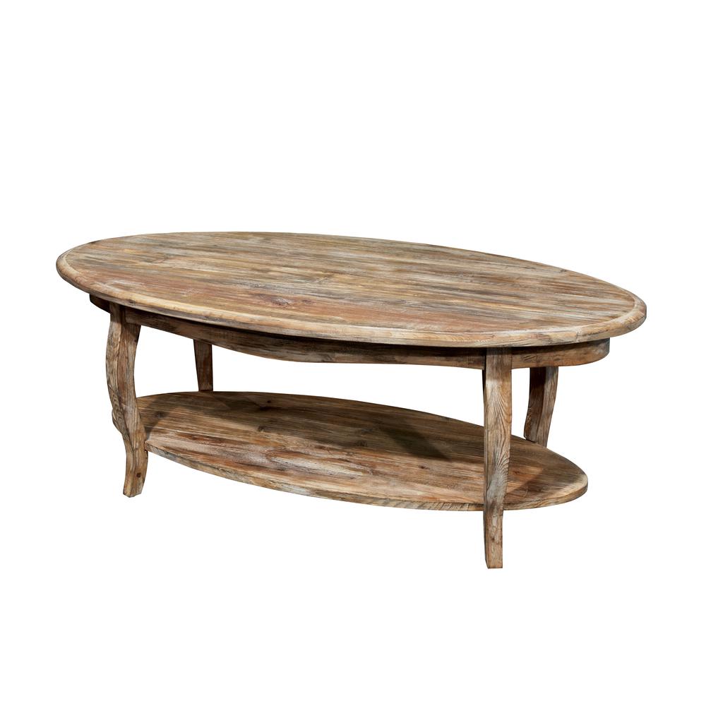 Rustic - Reclaimed Oval Coffee Table, Driftwood. Picture 3