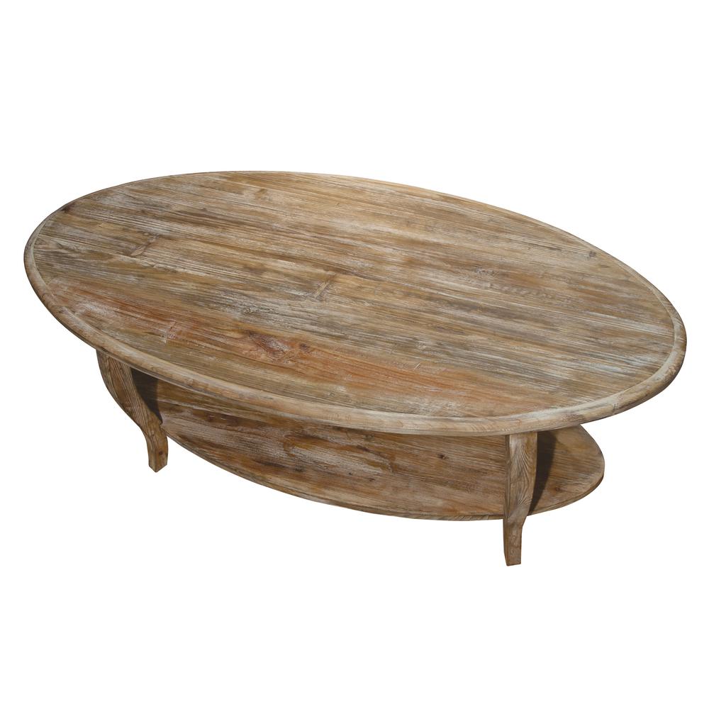 Rustic - Reclaimed Oval Coffee Table, Driftwood. Picture 4